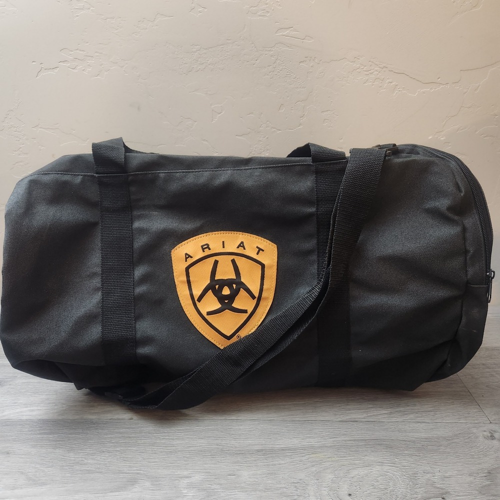Ariat Black Roper Duffel Bag Large Western Logo Patch Travel Gym Luggage Carryon
